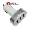 Ładowarka USB x3 sam. 4.4A Biało /srebrna USB 5V, wej. 12-24V NE