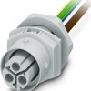 Panel feed through, 0.5 m, socket, 3 pole straight to open end, 2.5 mm², 1088702