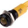 Lampka kontrolna do montażu panelowego 12V, Żółta 14mm LED Czarny RS PRO
