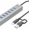 Hub USB 2.0 i 3.0 i-tec I-TEC USB-C Charging Metal HUB 7 Port szary