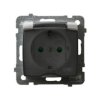 KARO Gniazdo pojedyncze z uziemieniem schuko IP44 z przesłonami zaciski gwintowe srebrny perłowy klapka dymna GPH-1SSP/m/43/d OS