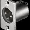 XLR panel connector, 3-pin, nickel-plated contacts
