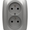 KOS66 Gniazdo podwójne z/u z niezamiennością faz kompletne aluminium 664037