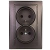 DOMO Gniazdo podwójne kompletne ochrona styków śrubowe 16A 250V grafit 011260141 24915