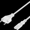Euro plug straight to IEC socket (C7) straight. White. 5.00m