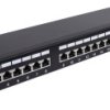 Intellinet 24-Port Cat6a Patchpanel geschirmt 1HE Kabeleinführung 90° abgewinkelt schwarz 24 Porty Patch panel 483 mm (1