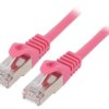 Patch cord F/UTP, Cat 6, RJ45 wtyk z obu stron, linka, CCA, 1m, PVC, różowy PP6-1M/RO