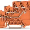 3-wire initiator supply terminal, push-in connection, 0.14-1.5 mm², 2 pole, 28 A, orange, 2000-5352
