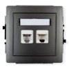 DECO Gniazda telefoniczne pojedyncze 1xRJ11 + komputerowego pojedynczego 1xRJ45, kat. 5e, 8-stykowy, beznarzędziowe grafitowy 11