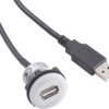 TRU COMPONENTS Gniazdo do zabudowy USB A 2.0 srebrny 1 x gniazdo USB typu A na 1 x wtyk USB typu A z oświetleniem i kabl