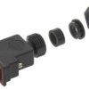 D-Sub connector housing, size: 4 (DC), straight 180°, cable Ø 10.5 to 12 mm, thermoplastic, black, 09670370439