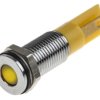 Lampka kontrolna do montażu panelowego 6V dc, Żółta 8mm LED Chrom Faston, oczko lutownicze RS PRO