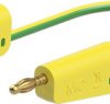 Measuring lead with (4 mm lamella plug, straight) to (4 mm lamella plug, straight), 750 mm, green/yellow, PVC, 1.0 mm², 64.1031-