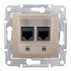 Sedna Gniazdo komputerowe podwójne RJ45 kat.5e UTP satynowe SDN4400168