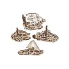U-Fidgety - statki 4szt. - model mechaniczny do składania - fornir - 36 elementów - Ugearsmodels 70035