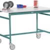 Manuflex BB4034.5021 STÓŁ podawczy, przenośny z płytą z blachy w kolorze niebieskim RAL 5021, szer. X gł. X wys.: 1250 x