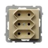 Sonata Gniazdo potrójne EURO z przesłonami torów prądowych szampański złoty GP-3RP/m/39