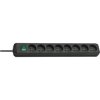 Listwa zasilająca 8 gniazd, przewód 3 m, 16 A, 3G1,5, z włącznikiem, z uziemieniem, czarna, Brennenstuhl Eco-Line