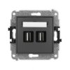 ICON Mechanizm gniazda podwójnego 2xUSB A-A 2.0 grafitowy mat 28IGUSB-2