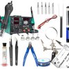 Zestaw stacja lutownicza 853D 1A 15V- groty, cyna, topnik, odsysacz, pinceta, uchwyt, cążki