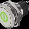 Vandal-proof pushbutton, silver, illuminated  (green), mounting Ø 22 mm, IP65/IP67, 82-6151.1A34.B001