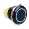 Blue On-(On) 25mm Black Vandal Momentary Push Button Switch DPDT 12V