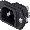 Panel plug C14, 3 pole, screw mounting, plug-in connection, black, 6100.3300