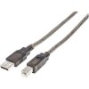 Manhattan 152389 USB cable USB 2.0 A-B plug 15m Black Round with LED