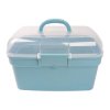 Pudełko Plastikowe Z Rączką I Klipsem - 25x16x18,5 cm - Miętowy Organizer Zamykany