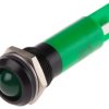 Lampka kontrolna do montażu panelowego 12V ac/dc, zielona 12mm LED Końcówka lutownicza RS PRO